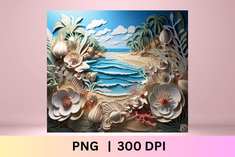 3d tumbler wrap beach | 3d Summer Sublimation Wrap | Summer Sublimation FloridPrintables 