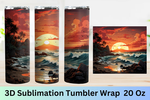 3d tumbler wrap beach | 3d Summer Sublimation Wrap | Summer Sublimation FloridPrintables 