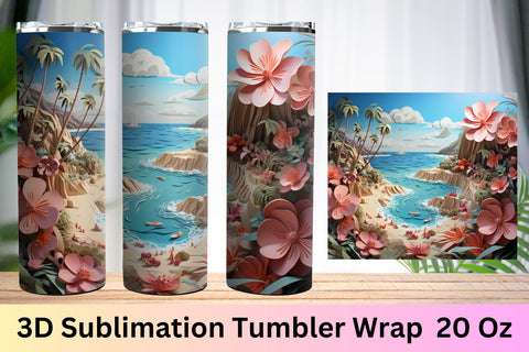 3d tumbler wrap beach | 3d Summer Sublimation Wrap | Summer Sublimation FloridPrintables 