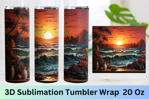 3d tumbler wrap beach | 3d Summer Sublimation Wrap | Summer Sublimation FloridPrintables 