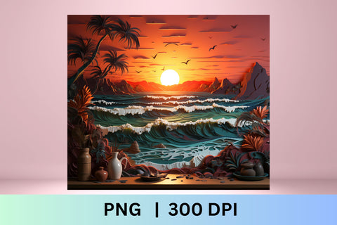 3d tumbler wrap beach | 3d Summer Sublimation Wrap | Summer Sublimation FloridPrintables 