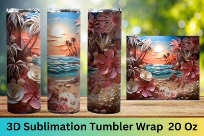 3d tumbler wrap beach | 3d tumbler wrap ocean| PNG | Summer Sublimation FloridPrintables 