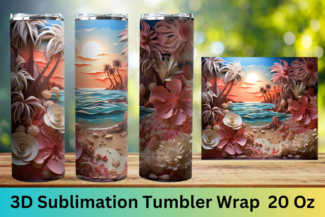 3d tumbler wrap beach | 3d tumbler wrap ocean| PNG | Summer Sublimation FloridPrintables 
