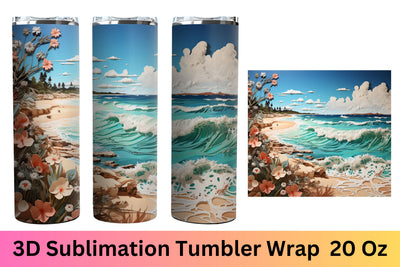 3d tumbler wrap beach | 3d Tumbler Wrap | PNG | beach Sublimation FloridPrintables 