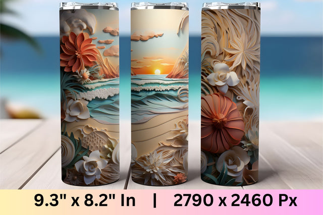 3d tumbler wrap beach | 3d tumbler wrap | PNG | ocean Sublimation FloridPrintables 