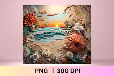 3d tumbler wrap beach | 3d tumbler wrap | PNG | ocean Sublimation FloridPrintables 