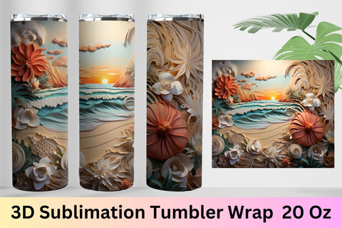 3d tumbler wrap beach | 3d tumbler wrap | PNG | ocean Sublimation FloridPrintables 