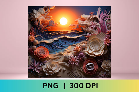 3d tumbler wrap beach | 3d tumbler wrap | PNG | summer Sublimation FloridPrintables 
