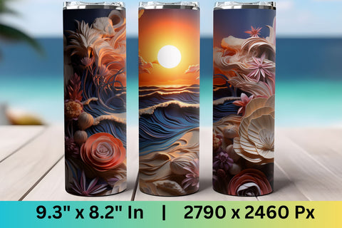 3d tumbler wrap beach | 3d tumbler wrap | PNG | summer Sublimation FloridPrintables 