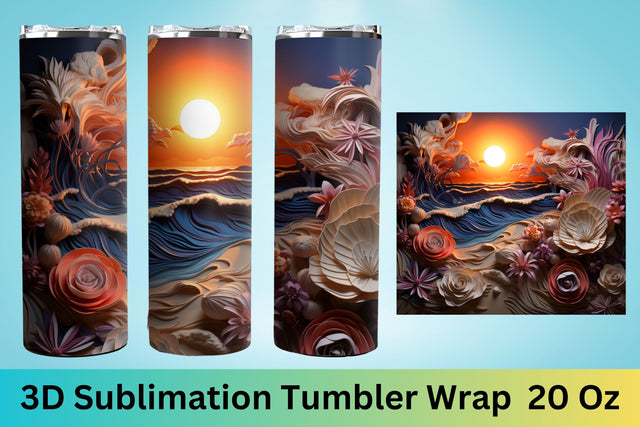 3d tumbler wrap beach | 3d tumbler wrap | PNG | summer Sublimation FloridPrintables 