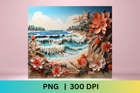 3d tumbler wrap beach | 3d tumbler wrap sublimation | Summer Sublimation FloridPrintables 