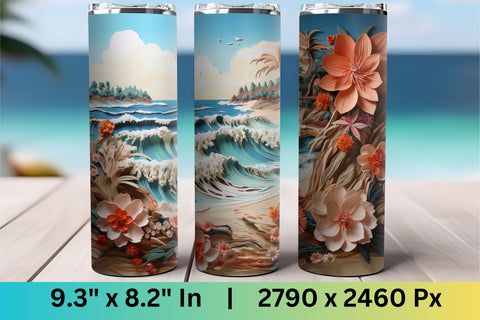 3d tumbler wrap beach | 3d tumbler wrap sublimation | Summer Sublimation FloridPrintables 