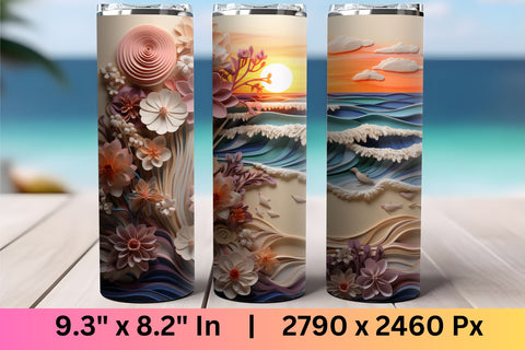 3d tumbler wrap beach | 3d tumbler wrap summer| PNG | beach Sublimation FloridPrintables 