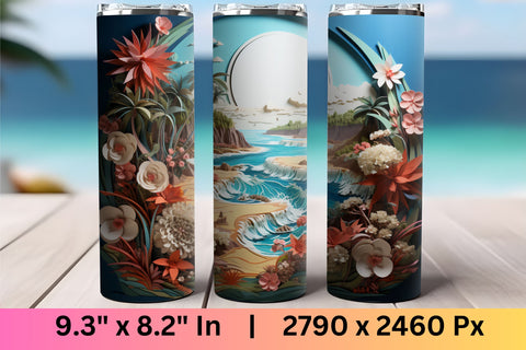 3d tumbler wrap beach | 3d tumbler wrap summer| PNG | beach Sublimation FloridPrintables 