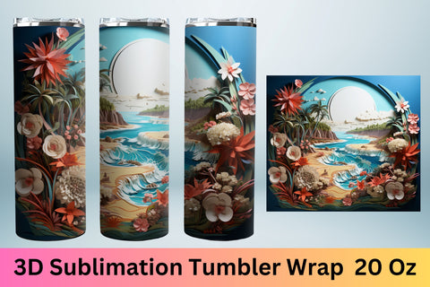 3d tumbler wrap beach | 3d tumbler wrap summer| PNG | beach Sublimation FloridPrintables 