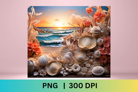 3d tumbler wrap beach | 3d tumbler wrap summer| PNG | beach Sublimation FloridPrintables 