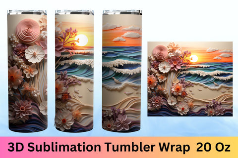 3d tumbler wrap beach | 3d tumbler wrap summer| PNG | beach Sublimation FloridPrintables 