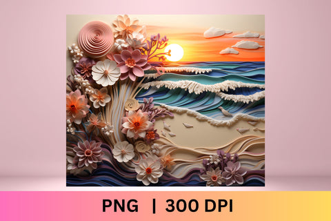 3d tumbler wrap beach | 3d tumbler wrap summer| PNG | beach Sublimation FloridPrintables 