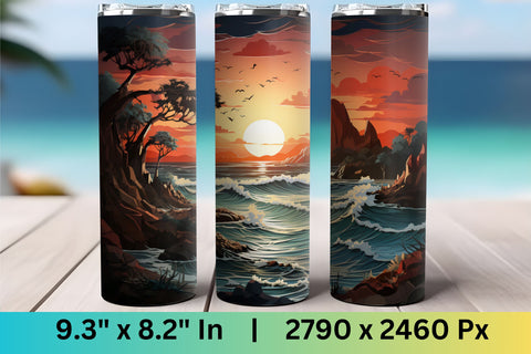 3d tumbler wrap beach | 3d tumbler wrap summer| PNG | Summer Sublimation FloridPrintables 