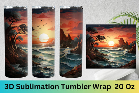 3d tumbler wrap beach | 3d tumbler wrap summer| PNG | Summer Sublimation FloridPrintables 