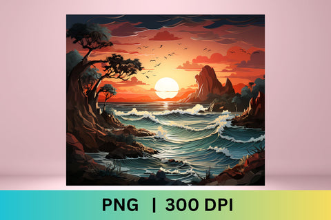 3d tumbler wrap beach | 3d tumbler wrap summer| PNG | Summer Sublimation FloridPrintables 