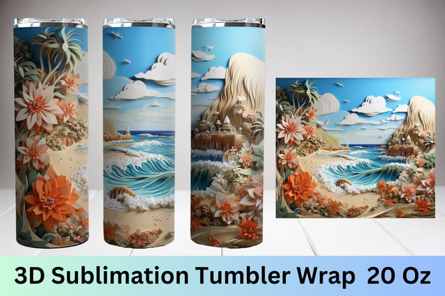 3d tumbler wrap beach | Beach Summer Landscape Sublimation Sublimation FloridPrintables 