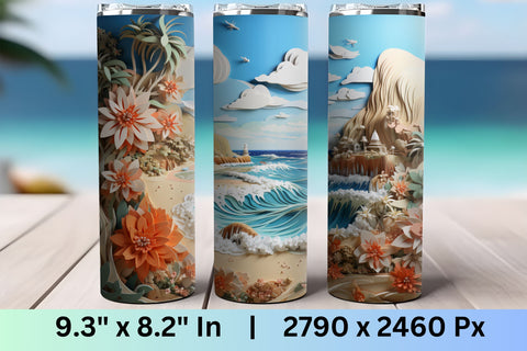 3d tumbler wrap beach | Beach Summer Landscape Sublimation Sublimation FloridPrintables 
