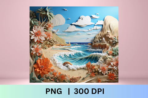 3d tumbler wrap beach | Beach Summer Landscape Sublimation Sublimation FloridPrintables 