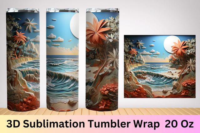 3d tumbler wrap beach | sublimation tumbler | 3d Tumbler Sublimation FloridPrintables 