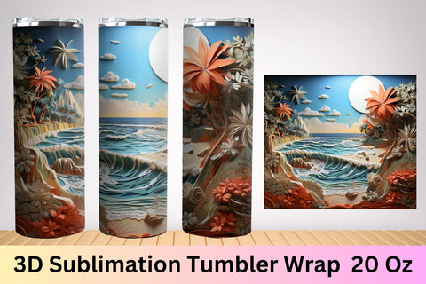 3d tumbler wrap beach | sublimation tumbler | 3d Tumbler Sublimation FloridPrintables 