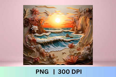 3d tumbler wrap beach | sublimation tumbler | PNG | 3d png Sublimation FloridPrintables 