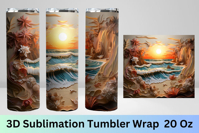 3d tumbler wrap beach | sublimation tumbler | PNG | 3d png Sublimation FloridPrintables 