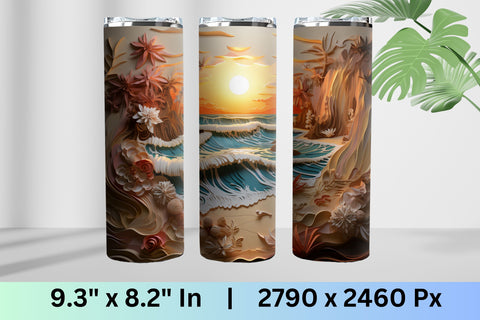 3d tumbler wrap beach | sublimation tumbler | PNG | 3d png Sublimation FloridPrintables 
