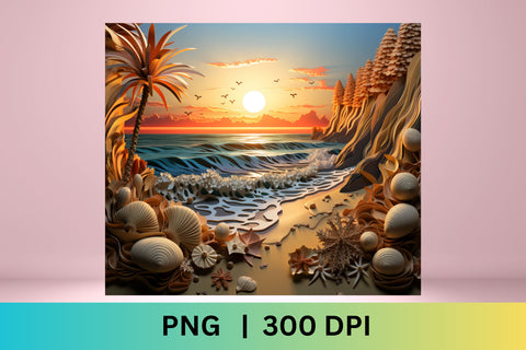 3d tumbler wrap beach | sublimation tumbler | PNG | ocean Sublimation FloridPrintables 