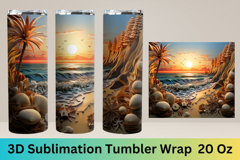 3d tumbler wrap beach | sublimation tumbler | PNG | ocean Sublimation FloridPrintables 