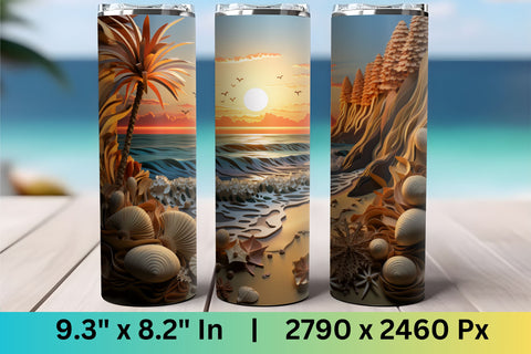 3d tumbler wrap beach | sublimation tumbler | PNG | ocean Sublimation FloridPrintables 