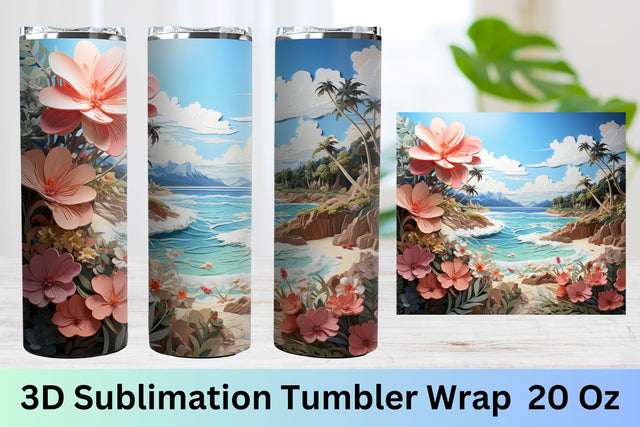 3d tumbler wrap beach | Tumbler Sublimation Wraps | Summer Sublimation FloridPrintables 