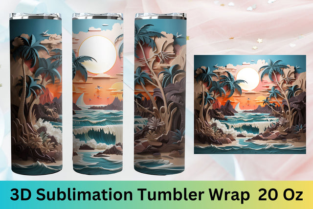 3d tumbler wrap beach | tumbler wrap | PNG | 3d tumbler Sublimation FloridPrintables 