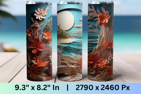 3d tumbler wrap beach | tumbler wrap | PNG | 3d tumbler wrap Sublimation FloridPrintables 