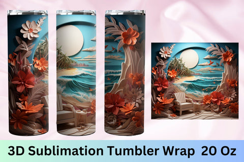 3d tumbler wrap beach | tumbler wrap | PNG | 3d tumbler wrap Sublimation FloridPrintables 