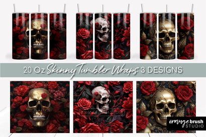 3D Tumbler Wrap Skull | 3d Sublimation Halloween Tumbler Sublimation OrangeBrushStudio 