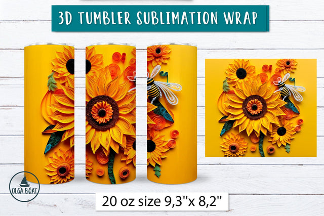 3d tumbler wrap | Sunflower Bee sublimation tumbler Sublimation Olga Boat Design 