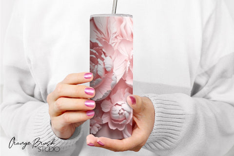 3D Tumbler Wrap With Flowers Sublimation Designs Sublimation OrangeBrushStudio 