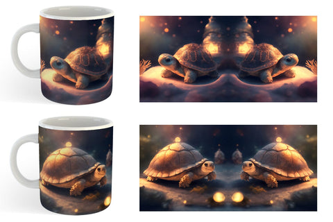3D Turtle Christmas Mug Wrap | Sublimation Coffee Cup Sublimation artnoy 