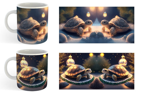 3D Turtle Christmas Mug Wrap | Sublimation Coffee Cup Sublimation artnoy 
