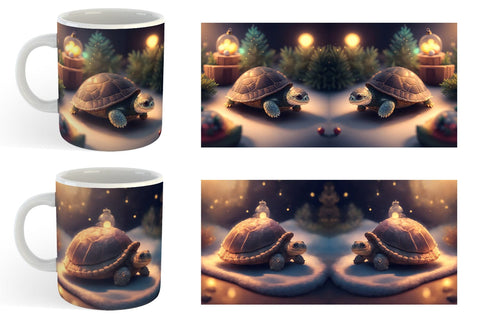 3D Turtle Christmas Mug Wrap | Sublimation Coffee Cup Sublimation artnoy 