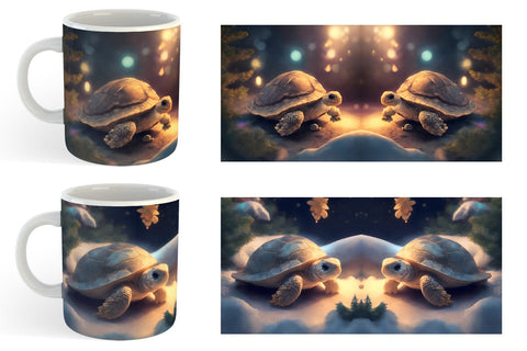 3D Turtle Christmas Mug Wrap | Sublimation Coffee Cup Sublimation artnoy 