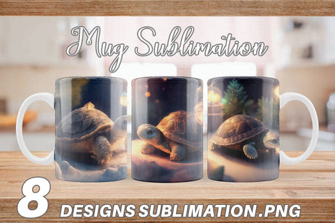 3D Turtle Christmas Mug Wrap | Sublimation Coffee Cup Sublimation artnoy 