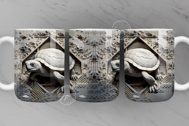 3D Turtle Mug, Abstract Mug Wrap, Tortoise Mug Design, 3D Pattern Mug, 3D Mural Mug, 11 & 15 Oz Mug Sublimation Wrap, Digital Download Sublimation Syre Digital Creations 