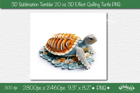 3d Turtle tumbler Bundle Sea Turtle sublimation tumbler 3d Quilling tumbler 3D Tumbler 20 Oz sublimation design Sublimation Createya Design 